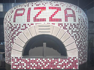 Mosaic pizza oven with gas system