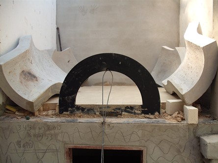 Pieces of a pizza oven