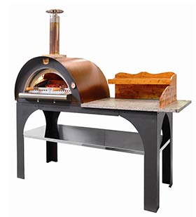 Pizza oven with a small counter to prepare and cook pizza with nice wood fire