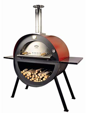 Nice rounded wood burning pizza oven with wood holder